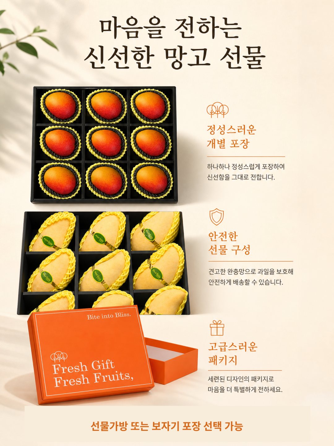 마음을 전하는 신선한 망고 선물 · 포장 안내